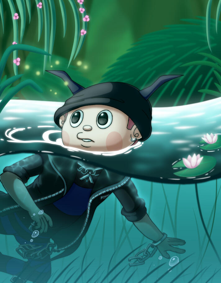 &quot;wanted to draw more Genshin!Ryoma 🪷 i wasn&#39;t sure what to do with the background so i did whatever i could&quot; (NOTE: this design is no longer used for Genshin Impact!)